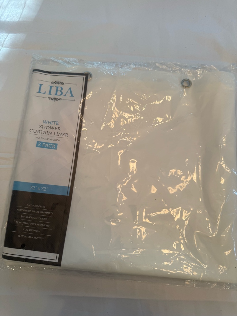 White Shower Curtain Liner - Water-Resistant 2-Pack